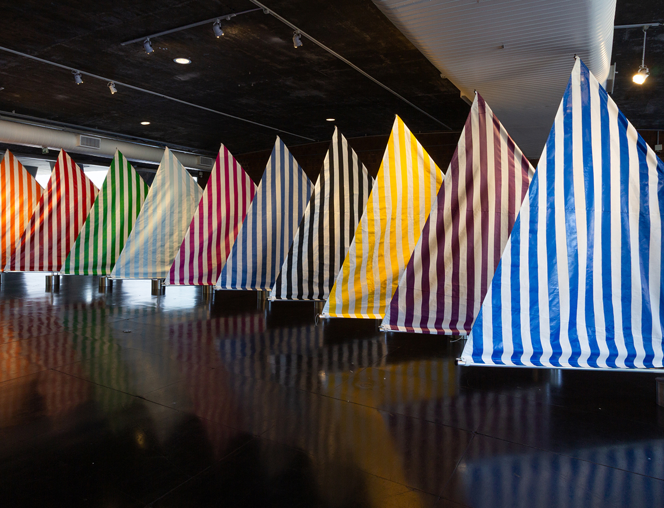 Daniel Buren 'Voile/Toile – Toile/Voile' at Museu de Arte Moderna, Rio de Janeiro, Brazil